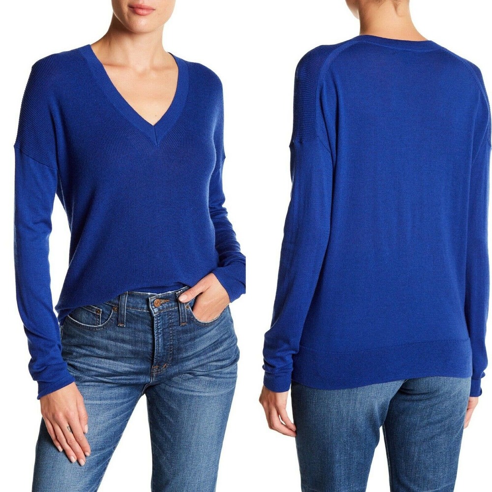 J Crew V Neck Wool Blend Sweater Long Sleeve Top M